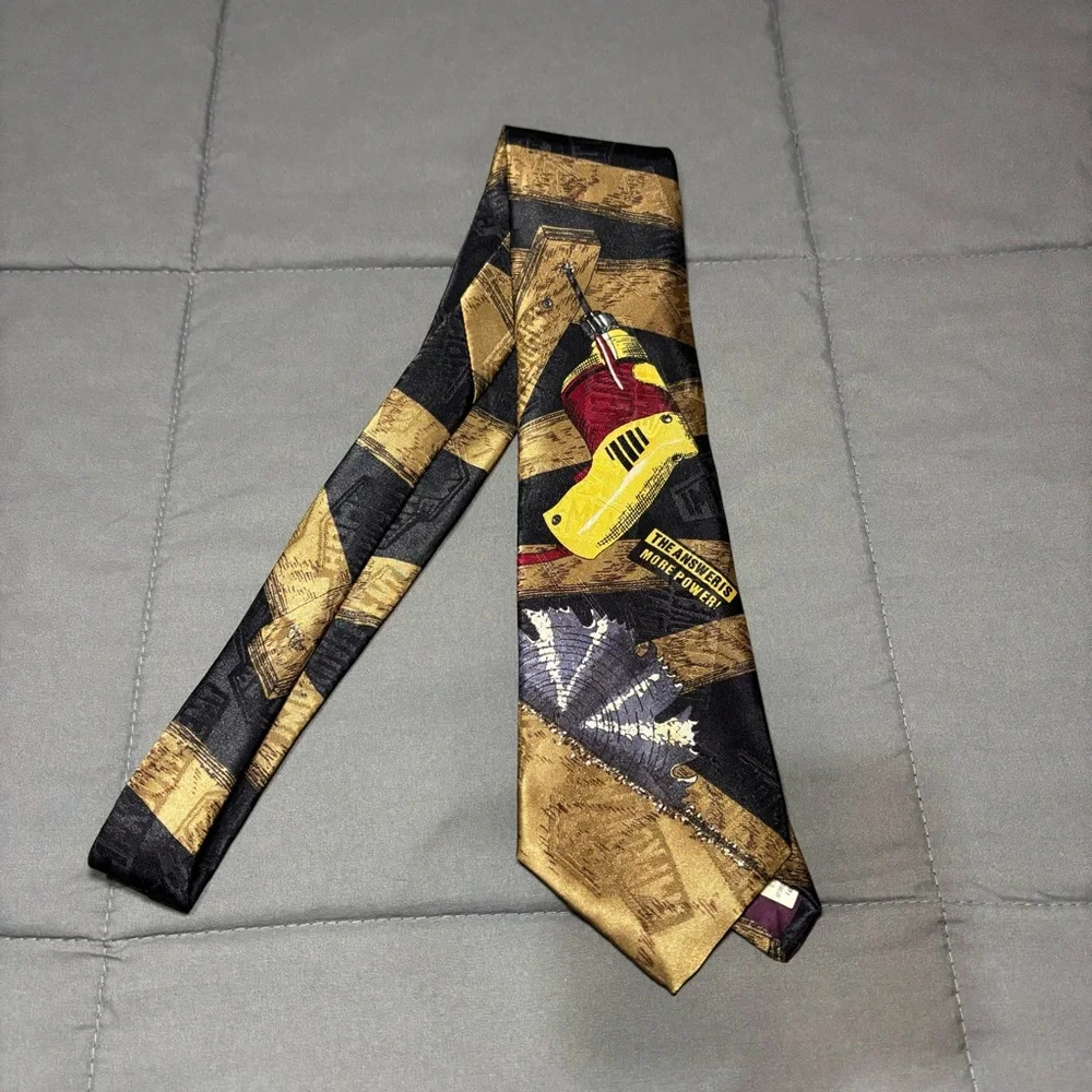 Home Improvement  Power Drill Necktie What is the Answer More Power Black Brown‎